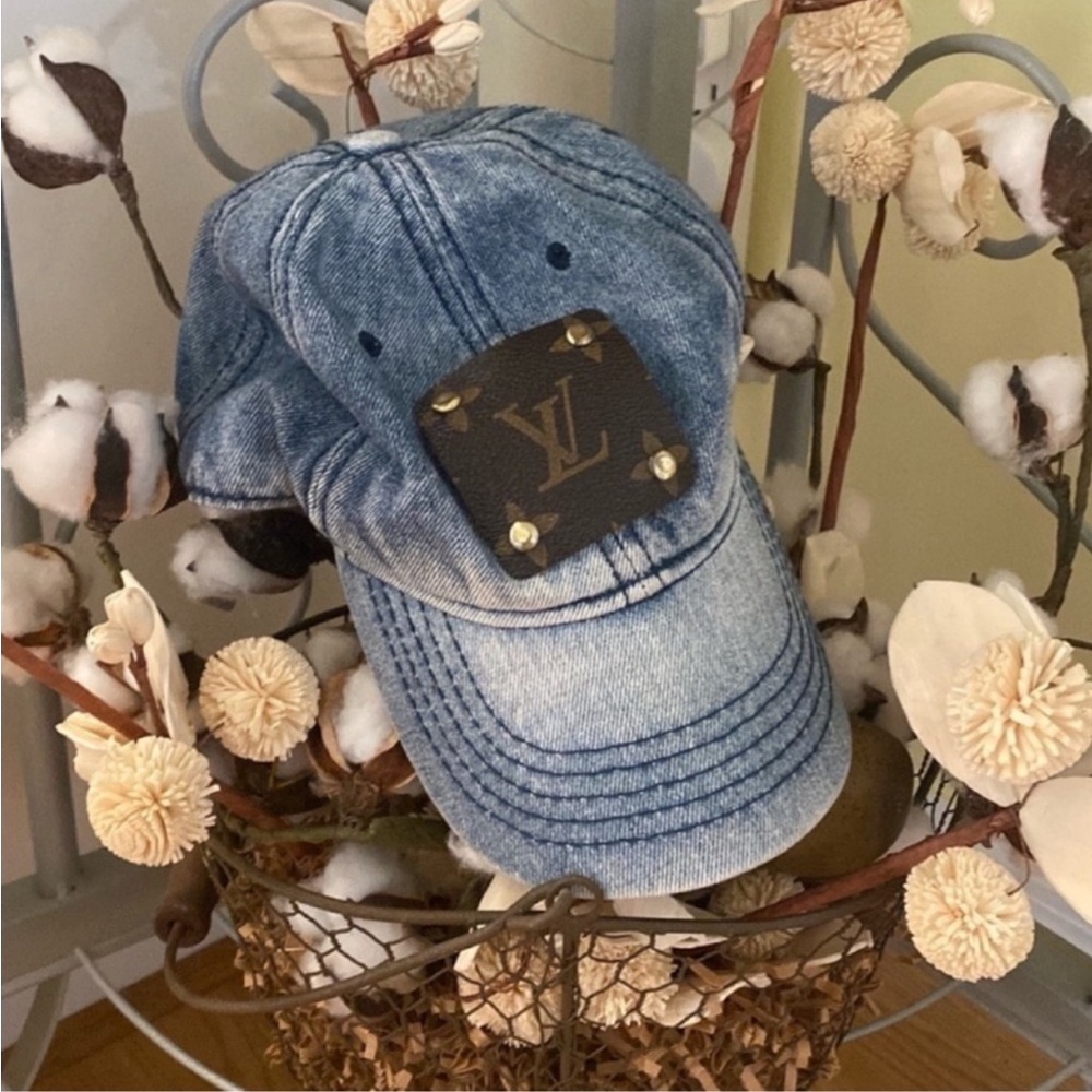 Louis Vuitton Blue Denim Cap with Logo Patch